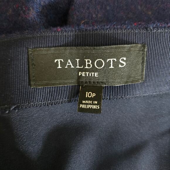 Talbots Blue Donegal Wool-Blend Faux Wrap A-Line Skirt 10P - Picture 4 of 5